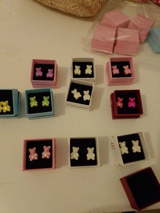 Pendientes Oso Rosa y Blanco