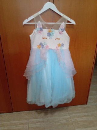 Vestido Unicornio Niña Talla 4-6