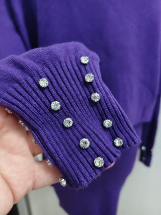 Conjunto vestido y jersey morado. S-M