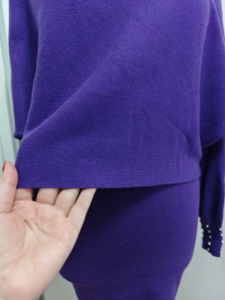 Conjunto vestido y jersey morado. S-M