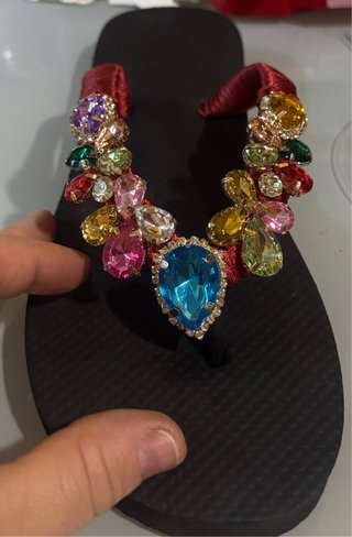 Sandalias de Mujer con Pedrería Rosa y Blanca