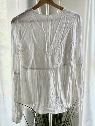 Blusa Stradivarius Blanca Manga Larga Talla S
