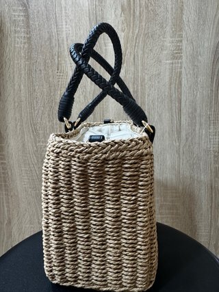 Bolso Capazo Trenzado /Beige & Black Woven Tote Ba
