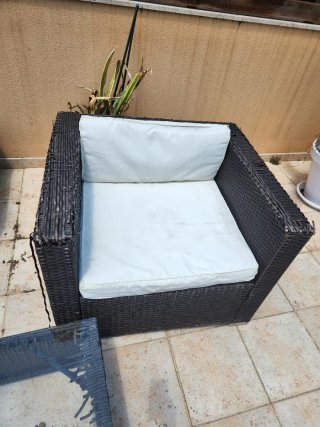 Set di divani da esterno in rattan e vetro