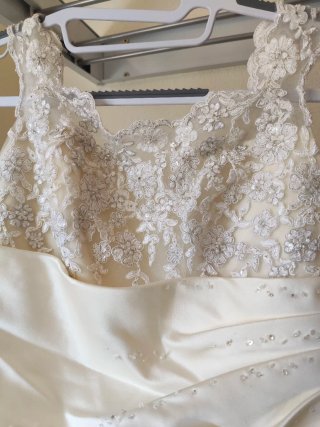 Vestido de Novia Blanco Encaje y Satén