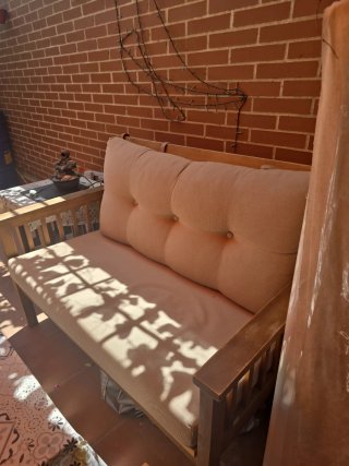 Conjunto Terraza Madera y Tela