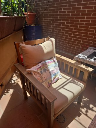 Conjunto Terraza Madera y Tela