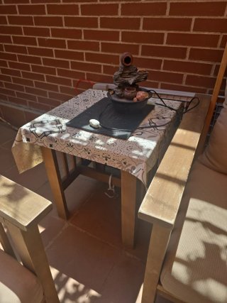 Conjunto Terraza Madera y Tela