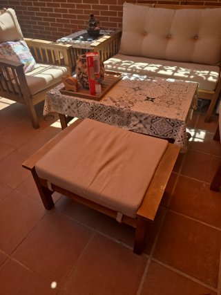 Conjunto Terraza Madera y Tela