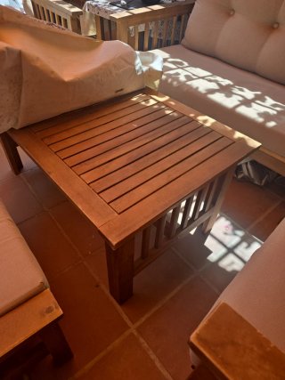 Conjunto Terraza Madera y Tela