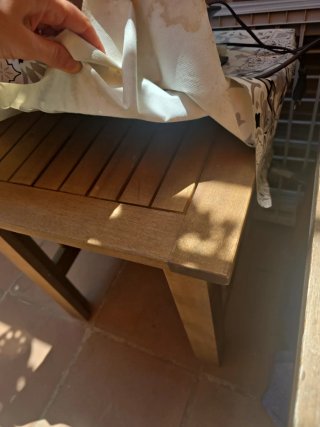 Conjunto Terraza Madera y Tela