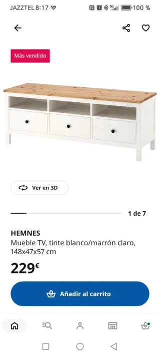Mueble TV blanco y madera