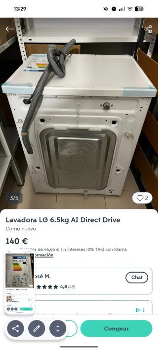 Lavadora LG 6.5kg AI Direct Drive