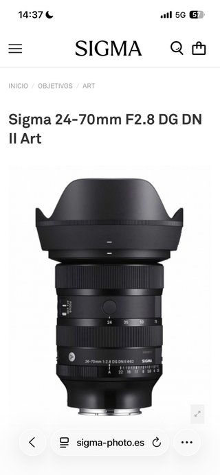Sigma 24-70mm F2.8 DG DN Art Objetivo