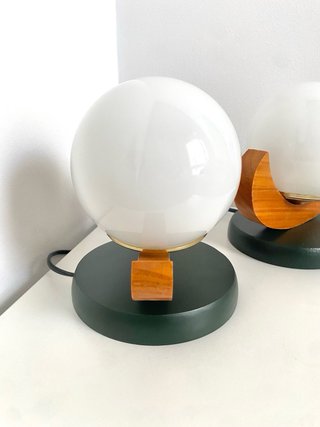 Lámparas de mesa madera y cristal