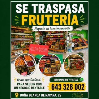 Traspaso de fruteria en zaragoza