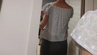 Blusa con canesú azul y blanco