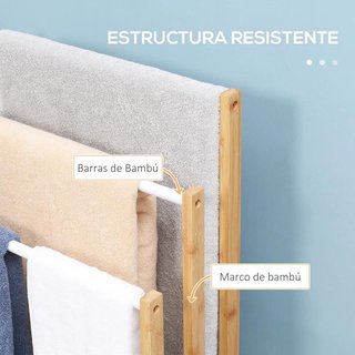 Toallero de Pie Bambú 3 Niveles Natural 94cm