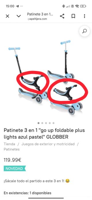 Adaptador correpasillos + asiento patinete Globber