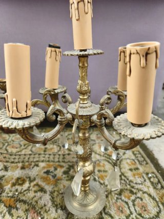 2 Candelabros dorados antiguos decoración