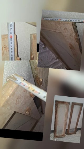 2 Hojas de ventana antigua de madera con herrajes