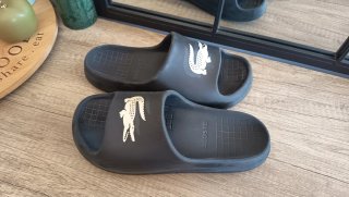 Chanclas Lacoste Mulas Croco 2.0 Evo Negras