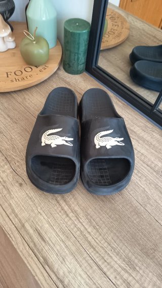 Chanclas Lacoste Mulas Croco 2.0 Evo Negras