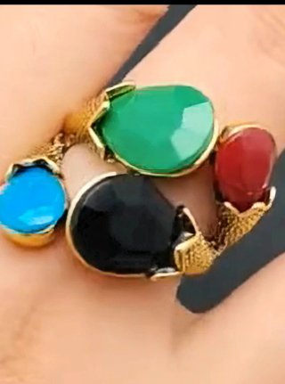 Anello pietre sintetiche multicolore oro