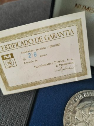 Moneda Homenaje SSMM Plata 1000/1000 28g