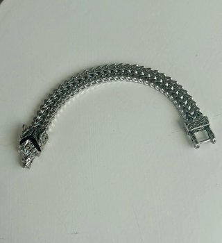 Bracciale Lupo Gotico Acciaio Argento