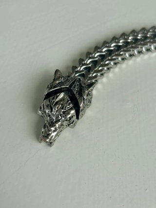 Bracciale Lupo Gotico Acciaio Argento