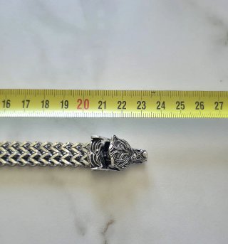 Bracciale Lupo Gotico Acciaio Argento