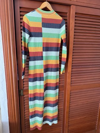 Vestido largo de punto multicolor