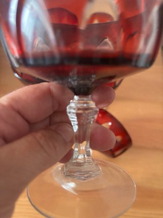6 Calici da cocktail in cristallo rosso e trasparente