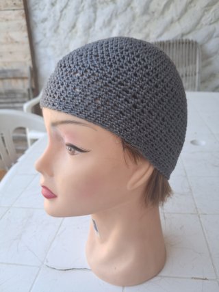 Cappellino uncinetto cotone grigio