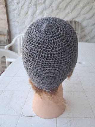 Cappellino uncinetto cotone grigio
