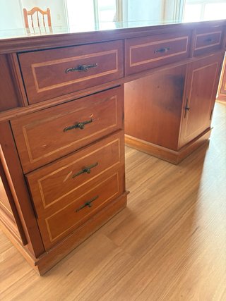Mesa Escritorio Madera Maciza Cristal