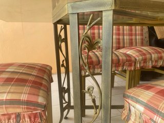 Mesa cristal y 6 sillas vintage