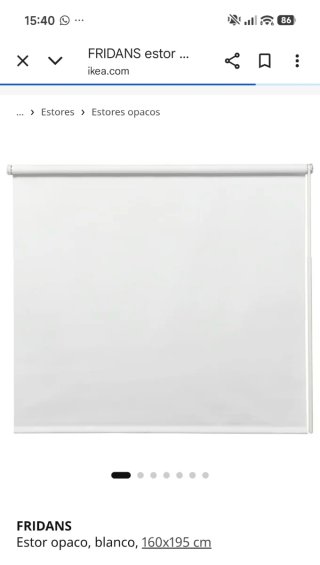 Estor opaco FRIDANS blanco 160x195 cm