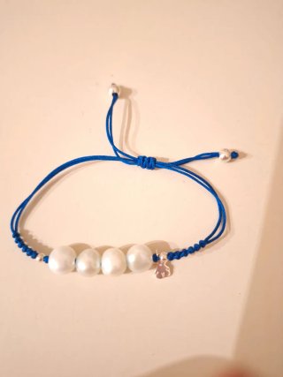 Pulsera Tous perlas e hilo azul