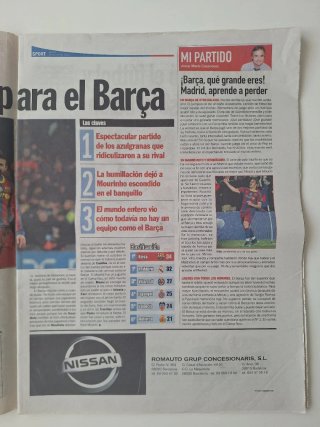 Periódico Sport Barcelona 5-0 Madrid
