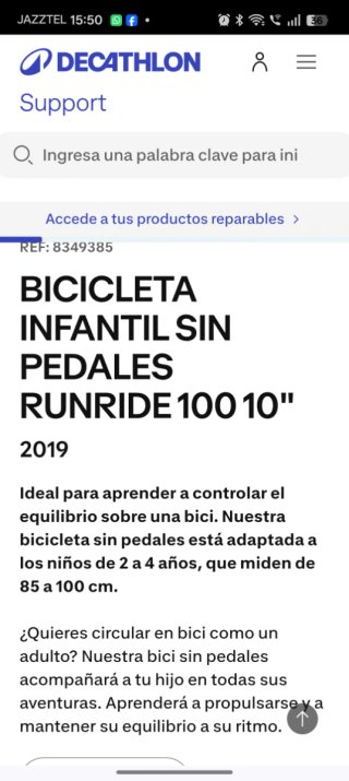Bici sin pedales B'TWIN RUNRIDE 200