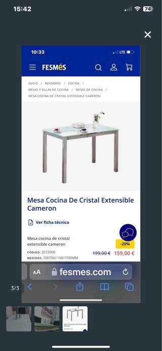 NEGOCIABLE Mesa de comedor cristal y metal