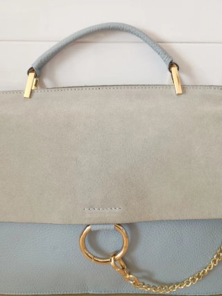 Bolso piel y ante azul nuevo con etiqueta