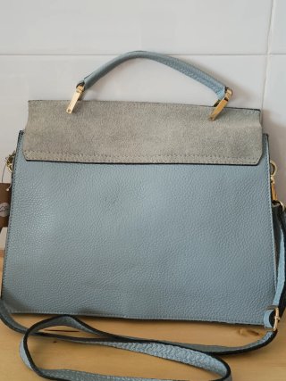 Bolso piel y ante azul nuevo con etiqueta