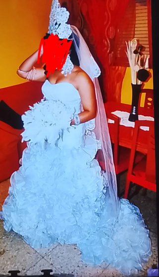 Vestido de Novia Blanco con Velos