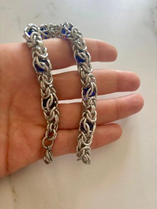 Bracciale Acciaio Inox con Gemme Blu