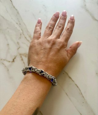 Bracciale Acciaio Inox con Gemme Blu