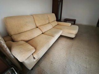 Sofá Chaise Longue Beige Tela desenfundable