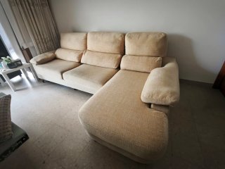 Sofá Chaise Longue Beige Tela desenfundable